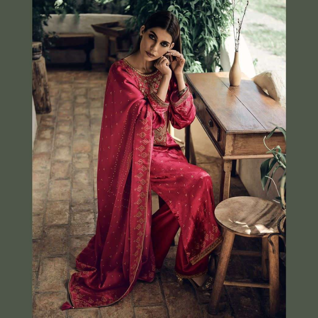 Velvet suits - Pinkish Red-B156