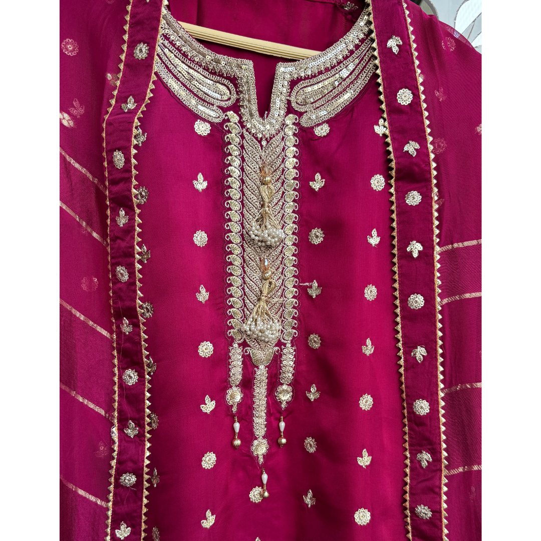 Satin Organza suit- E081