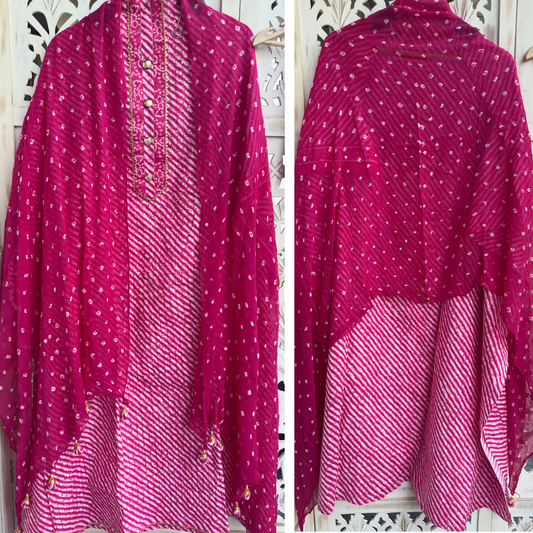 Cotton Suit- D080- HOT PINK