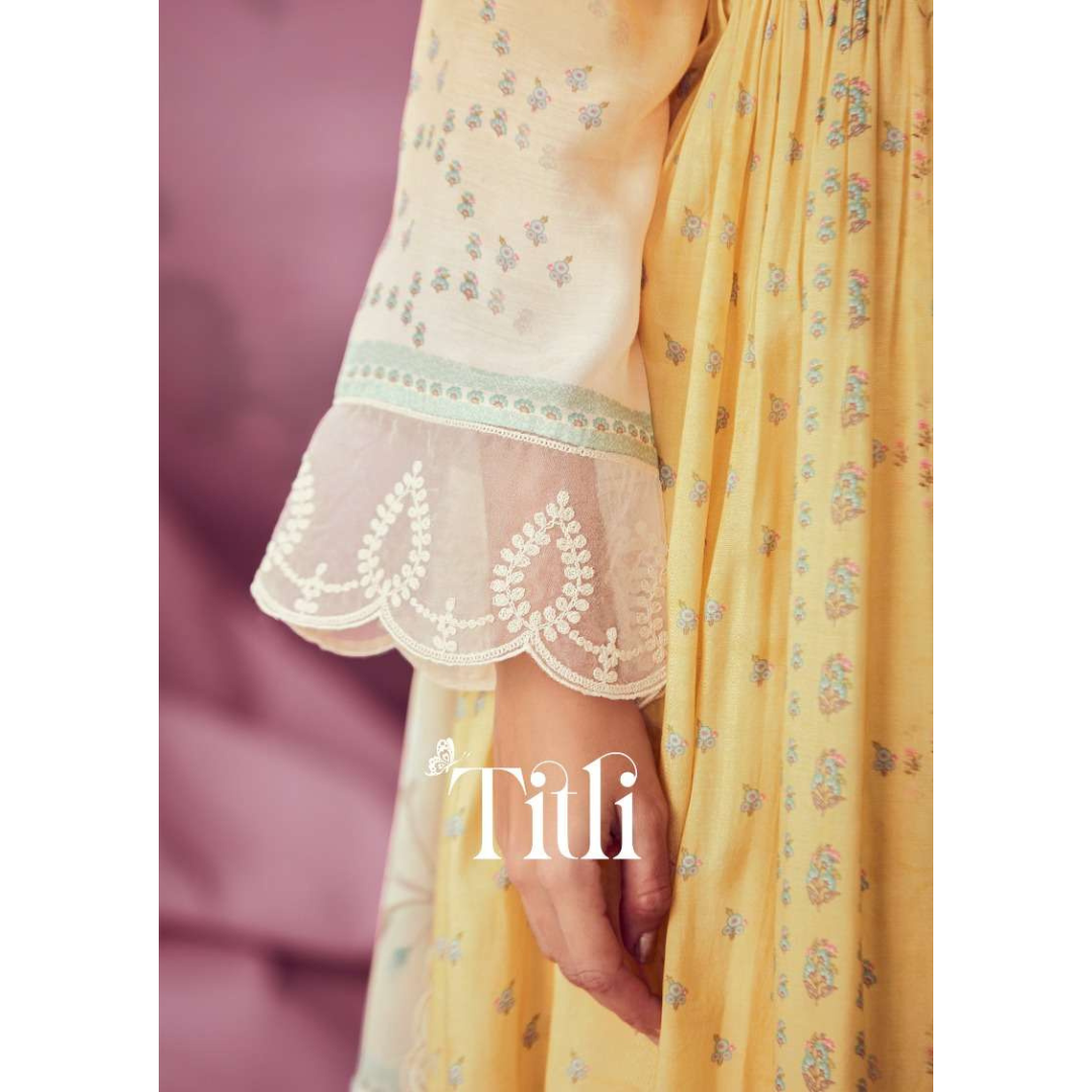Designer Muslin Suit- Yellow- E009