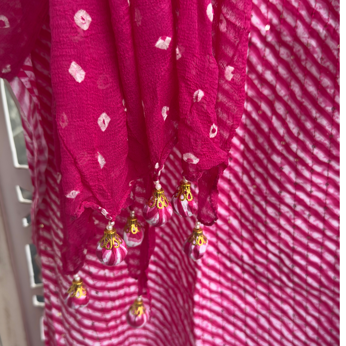 Cotton Suit- D080- HOT PINK